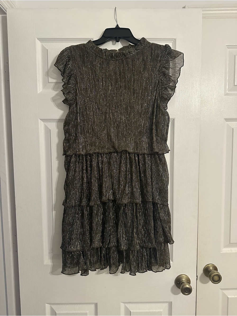 easel  Metallic Ruffle Tier Dress
